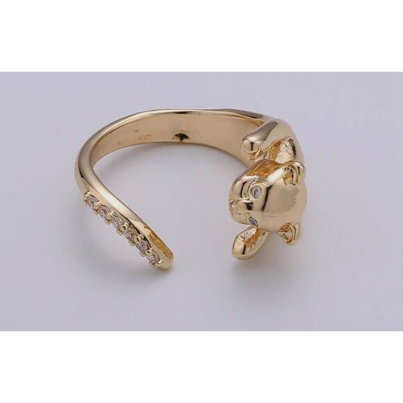 GOLD CAT RING - ADJUSTABLE - Picture 1 of 8